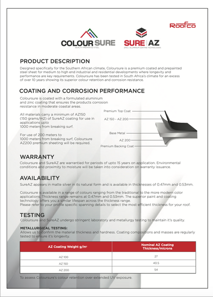 COLOUR SURE (Quality Prepainted Steel) | SURE AZ (Zinc/Aluminium Coating Technologies)