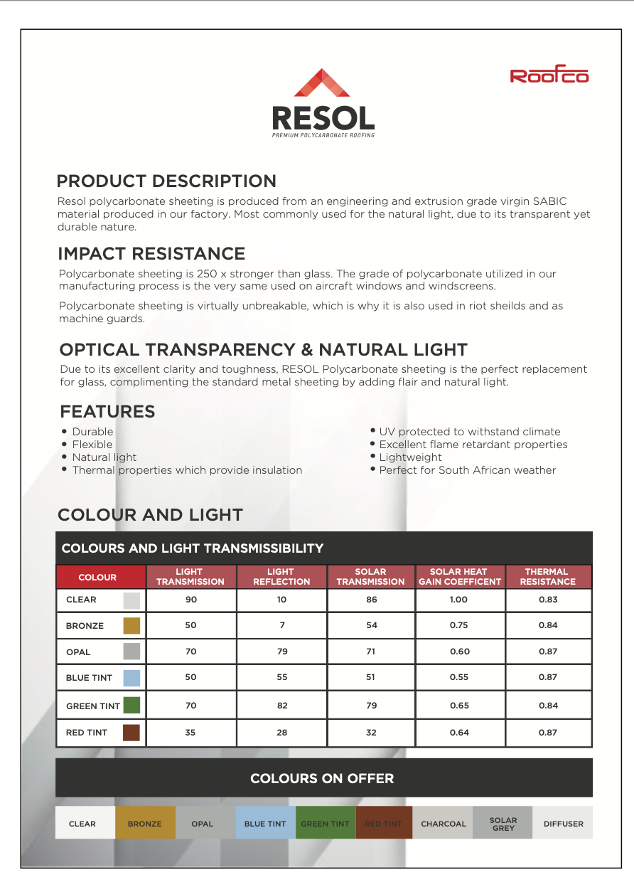 RESOL |  Premium Polycarbonate Sheeting